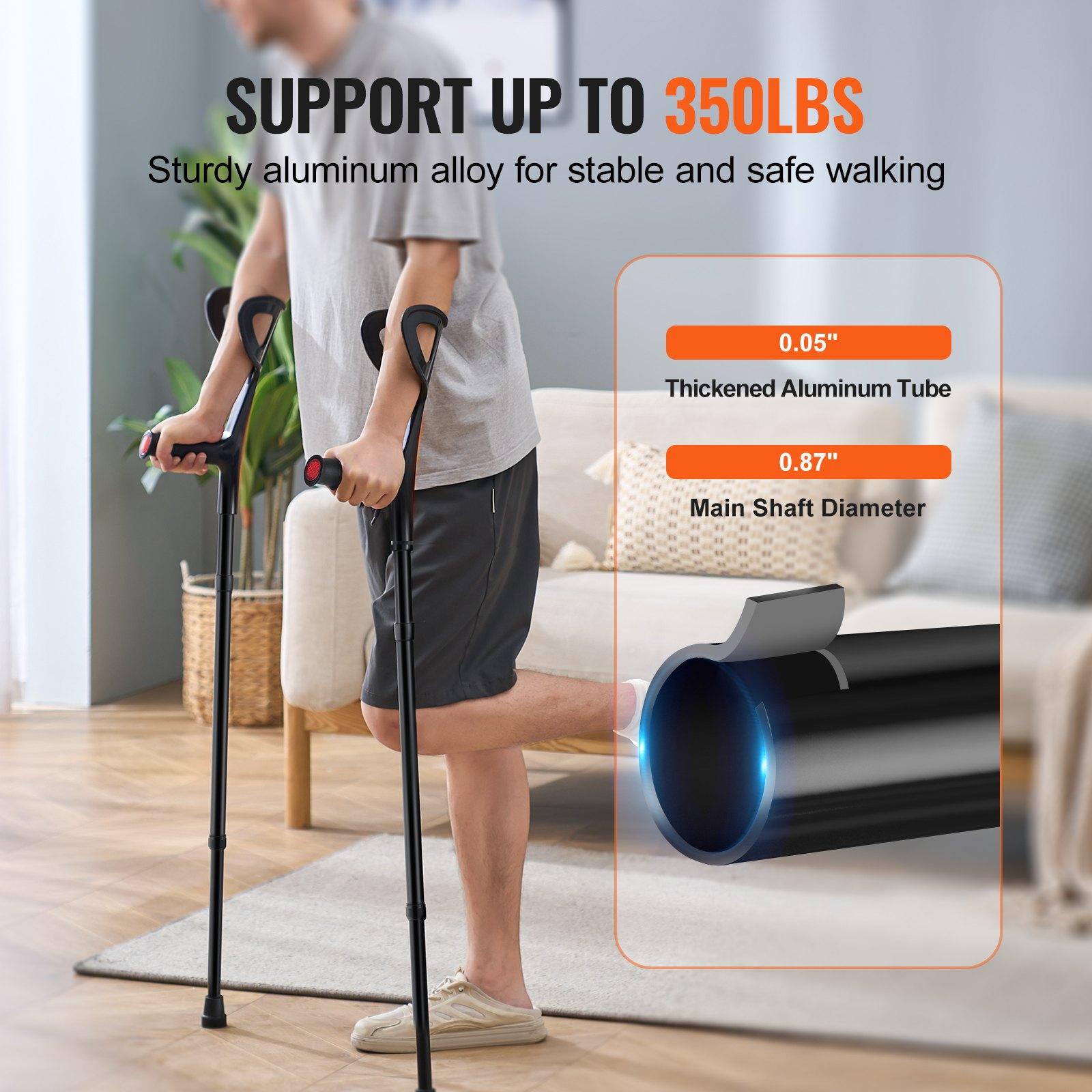 VEVOR Forearm Crutches for Adults, Folding Walking Forearm Crutches with 10-Level Adjustable Height, Lightweight Aluminum Medical Crutches with Open Cuff for Leg Injury Surgery Disabled, 1 Pair 350LBS VEVOR Forearm Crutches for Adults, Folding Walking Forearm Crutches with 10-Level Adjustable Height, Lightweight Aluminum Medical Crutches with Open Cuff for Leg Injury Surgery Disabled, 1 Pair 350LBS