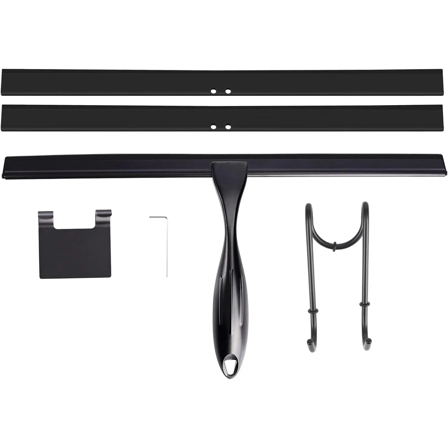 14'' Black Shower Squeegee for Shower Glass Door, Windows, Bathroom, Car Windshield