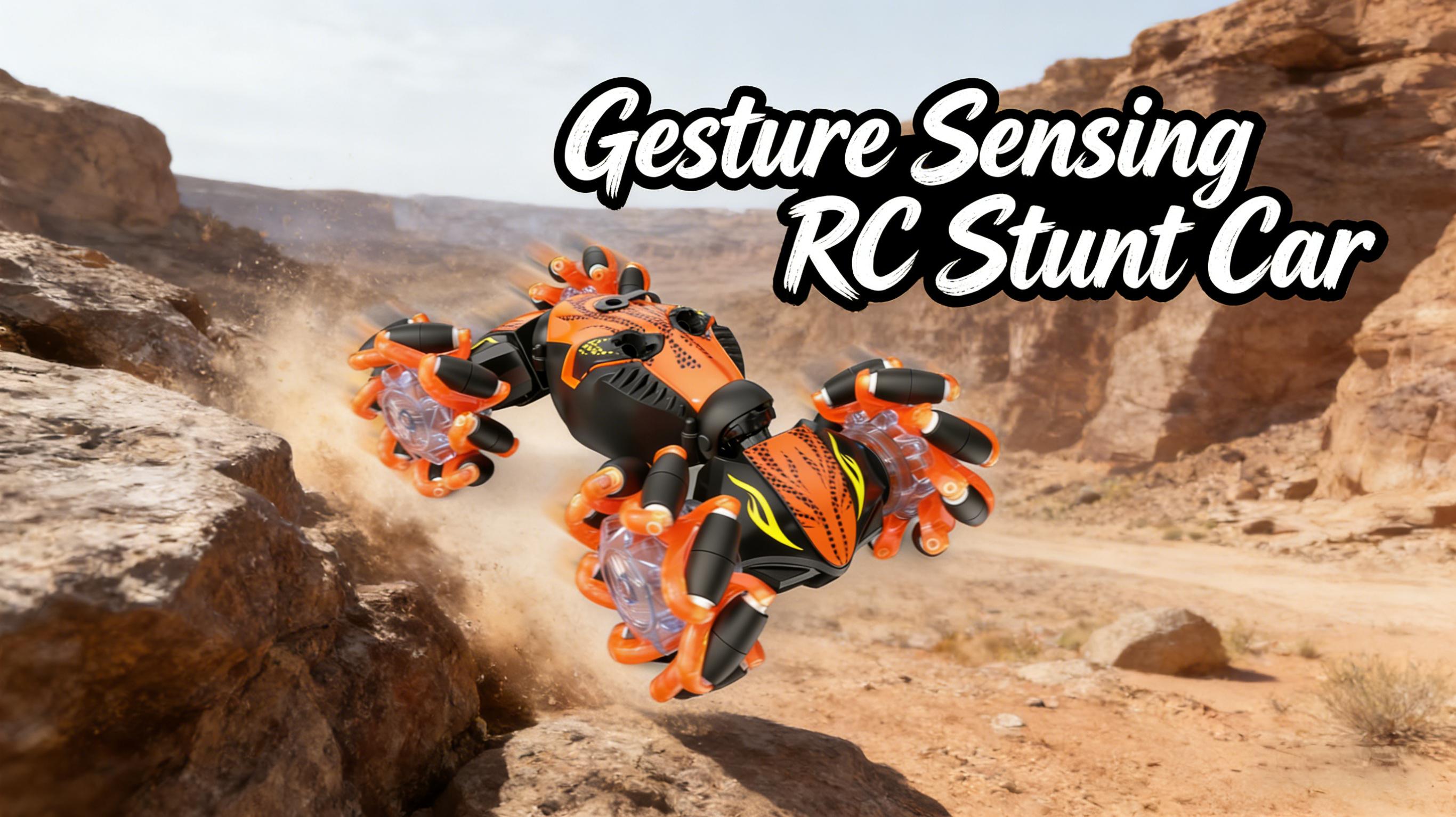 Gesture Sensing RC Stunt Car, Hand Controlled Remote Control Twist Cars with Light & Music, 4WD 360 °   Rotate Transform Drift, Cool Birthday presents and Ideas Gifts for Kids Age 6 7 8 9 10 11 12 YearsOld