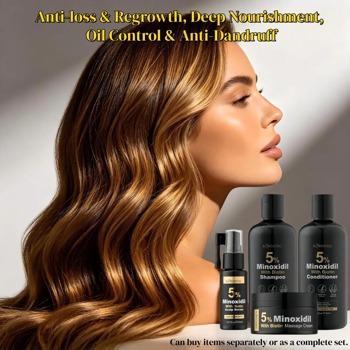 Professional Anti Hair Loss & Hair Growth Shampoo Set, Nourishing Repair, Oil Control & Dandruff Removal, Infused with Ginseng & Ginger, Creates Thick Strong Hair, Gentle Beginner Hair Care Kit for Men & Women with Herbal Ingredients