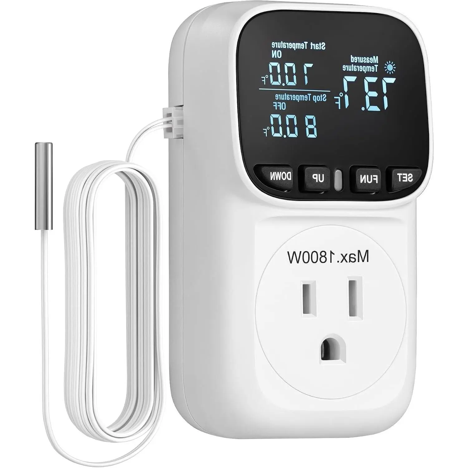 15A Temperature Controller Outlet with Thermostat, -40~210°F