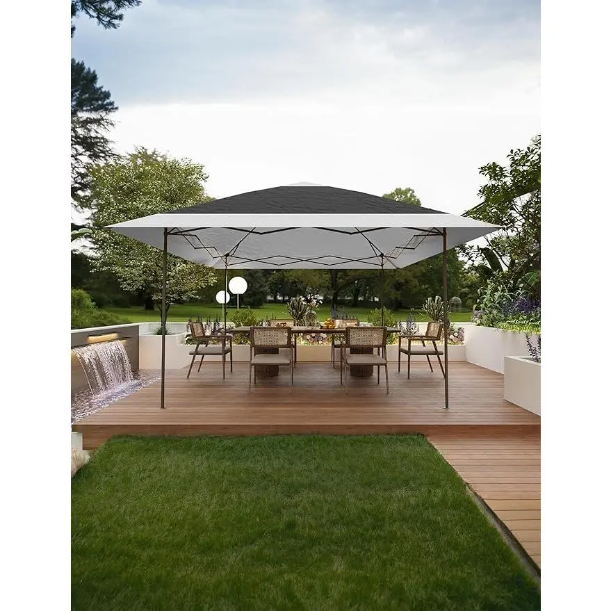 Garvee Heavy Duty Square Pop Up Outdoor Canopy Tent - 12x12 ft Adjustable Height Steel Frame Gazebo with Thick Legs, Sun Protection, Waterproof 300D Silver-Coated Oxford Fabric, Quick Setup for Backyard Patio, Grey+Light Grey Privacy Shelter, Camping