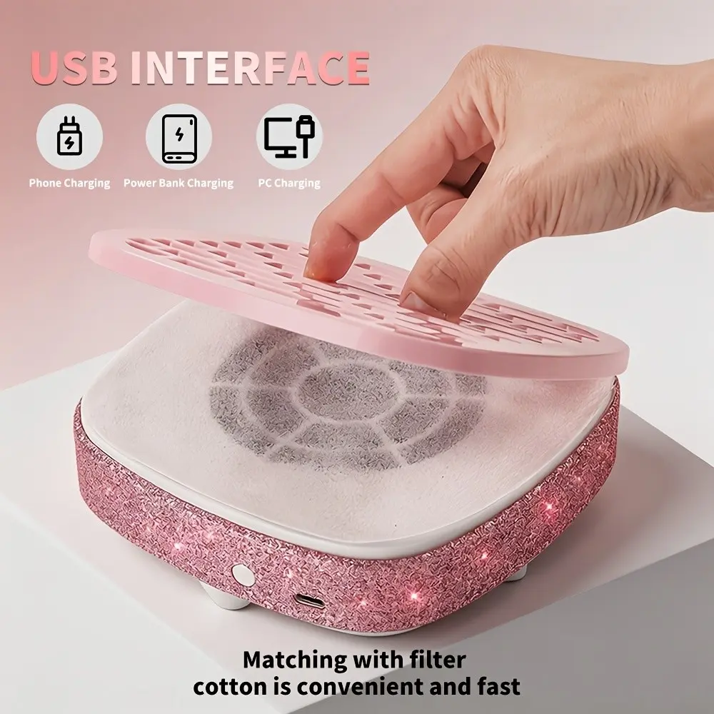 Professional Nail Dust Collector, Compact Vacuum Fan, Reusable Filter, Low Noise, USB Powered, Ideal for Manicure Pedicure, Gift Idea, Nail Supplies