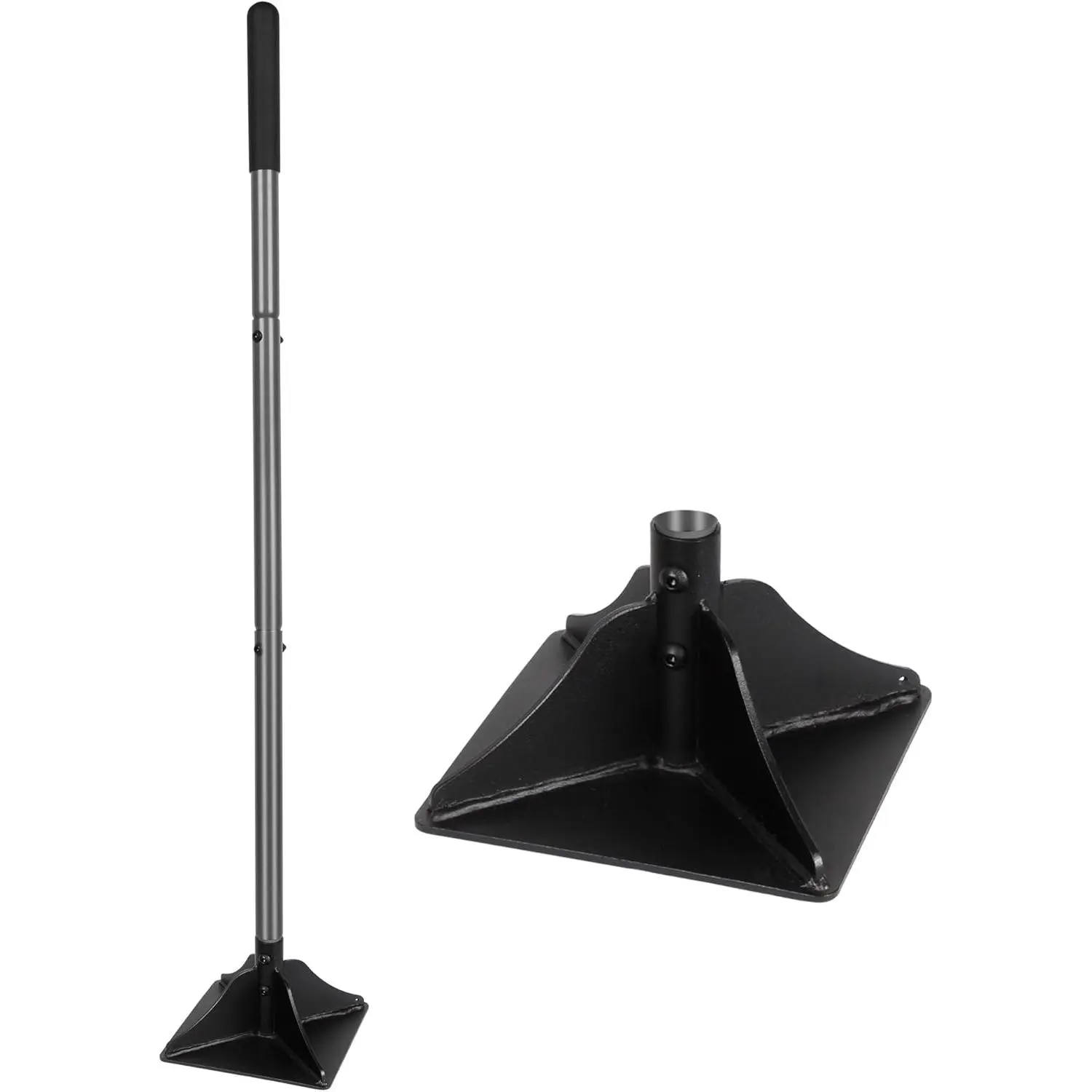 8" x 8" Steel Tamper Tool with 48" Handle, Heavy Duty Ground Tamper with Rubber Grip  Leveling Paver Base, Soil, Gravel, Sand, Asphalt, Driveways, Yards and Blacktop Repair