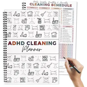ADHD Cleaning Planner A4 Size Daily Weekly Monthly Schedule Checklist Notebook, Office Desk Focus Task Organizer for Work Home Dorm, Durable Hardcover Smooth Pages Essential Office Stationery Planner