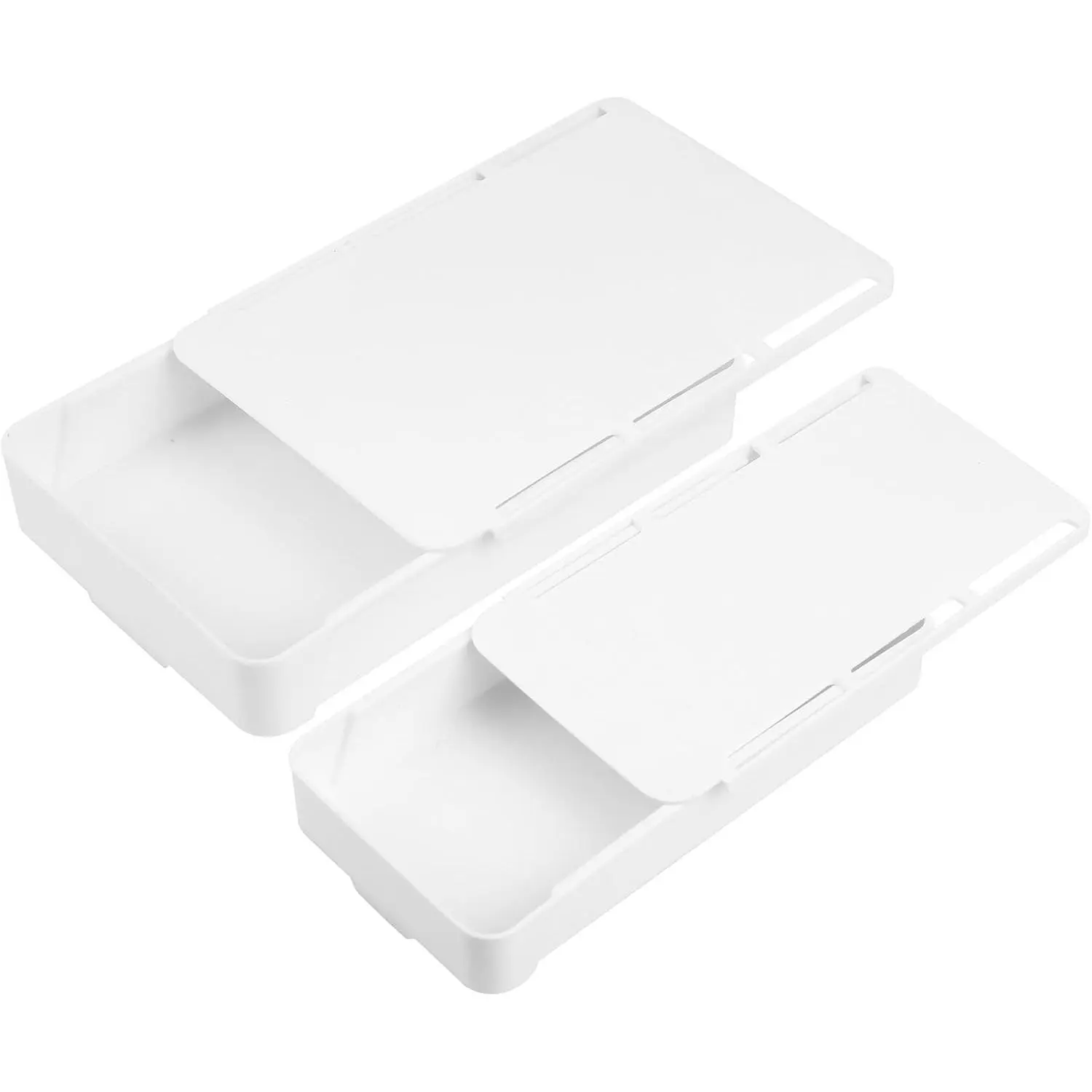 2 count Under Desk Drawers - Self-Adhesive  Undermount, Slide-Out Storage Organizer for Office &  (S+L Size)