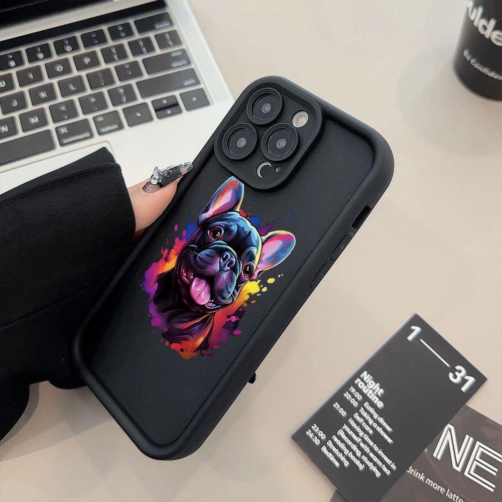 Creative Hot-Selling Designs of Personality French Bulldog Puppies, New Eye-Catching Tiered Phone Cases, Fun And Unique, Simple Yet Stylish Trendy Gifts for Couples, Suitable for iPhone 17 E Air Pro ProMax iPhone16 15 14 Plus 13 12 Mini 11 X XS XR