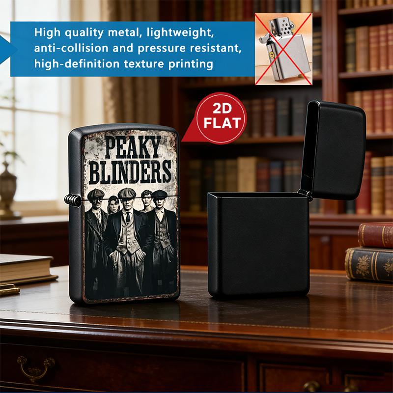 Peaky Blinders Plastic Cigarette Case & Metal Lighter Shell Set, Shelby Family Retro Print, Gothic Crime Drama Gift for Men