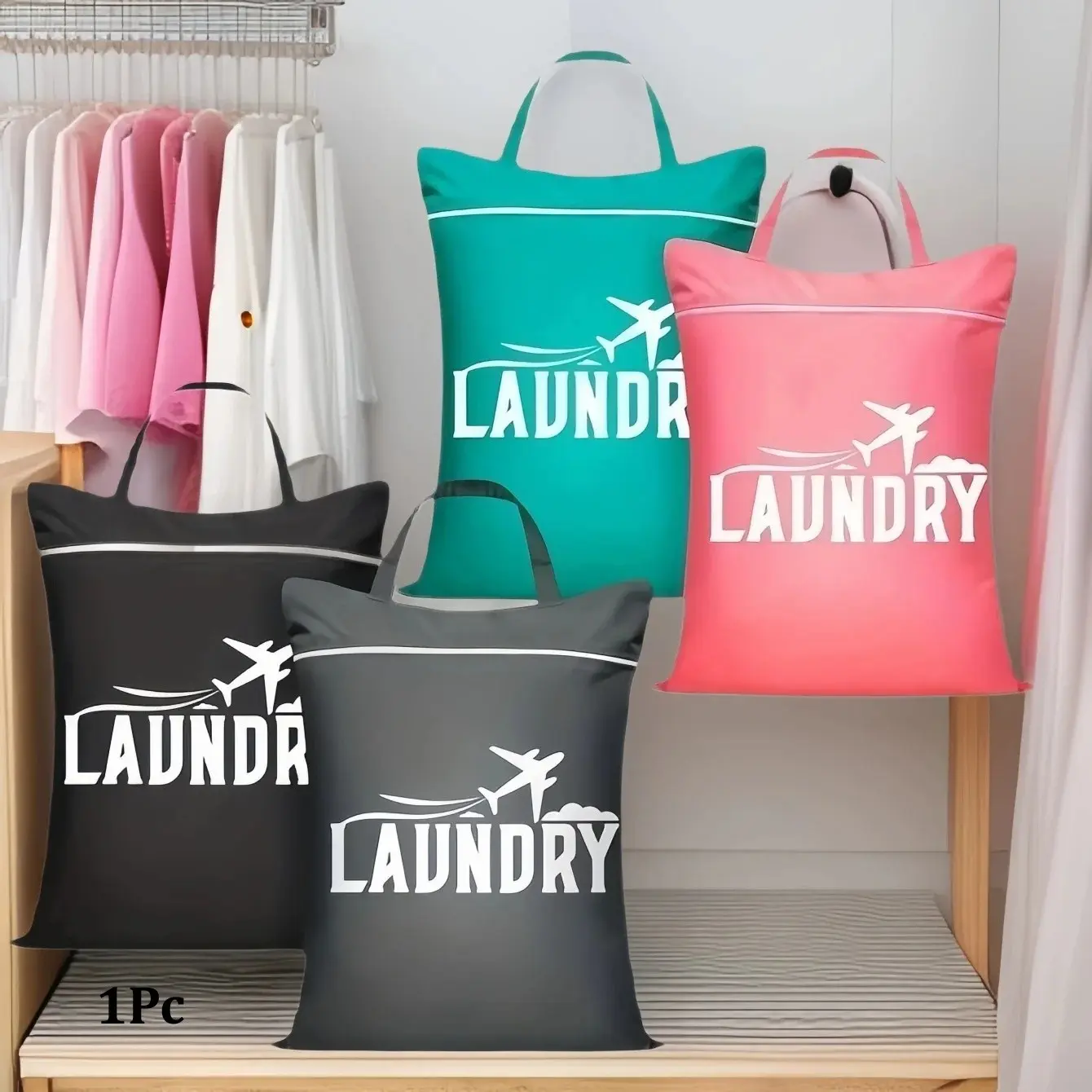 Travel Laundry Bags with Zip, Waterproof Laundry Bag Travel, Reusable Wet Bag with Zip, Waterproof Laundry Bag for Fitness, Laundry Wash Bag