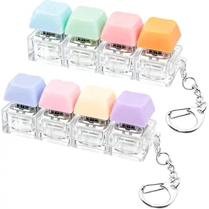 2 PCS Keyboard Fidget Toy, Keyboard Fidget Keychain 4-in-1 Keyboard Decompression Button Finger Clicker Toys, Button Stress Relief Fidget Gifts to Relief Stress (Purple Blue Pink Orange)fidget toys