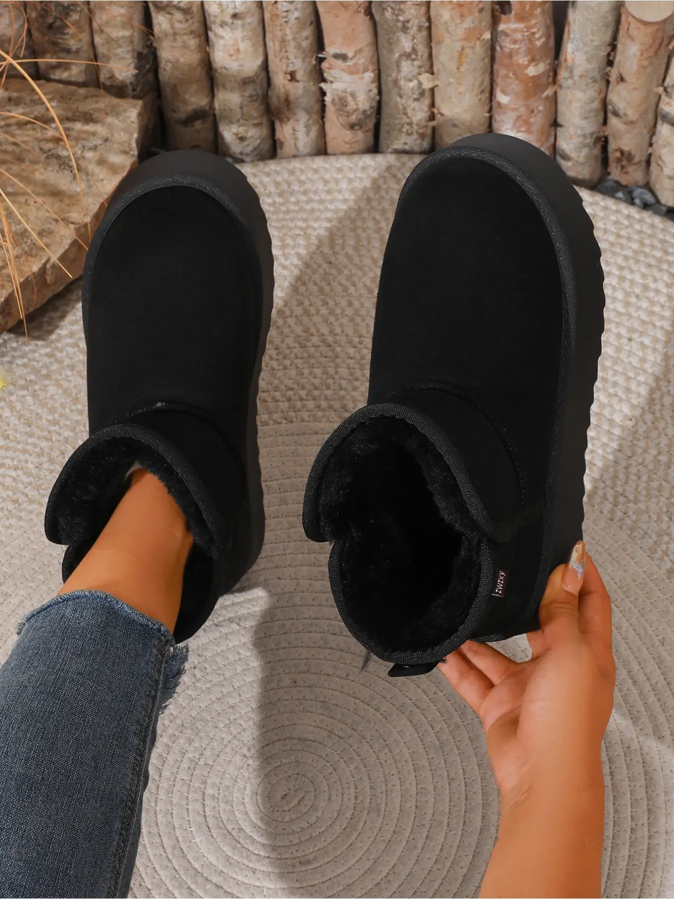 Classic Solid Color Platform Short Snow Boots For Women Full Fleece Lined Casual Heightening Cold-Proof Winter Warm Cotton Boots