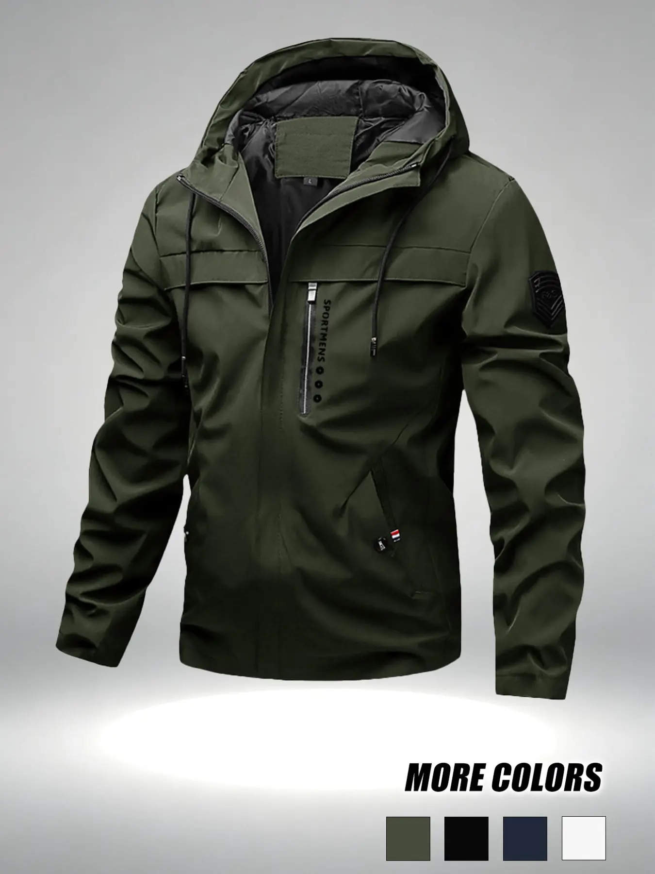Men's Hooded Jacket Spring Fall, Versatile Casual Windbreaker, Men's Hooded Raincoat Top, Waterproof Outerwear for Daily Wear, Menswear