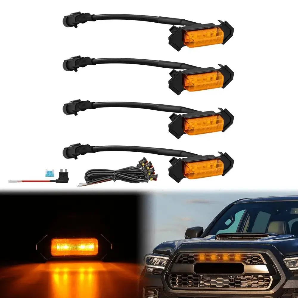Nilight 2016-2023 Toyota Tacoma TRD PRO 4LED Amber Front Grille Marker Lights