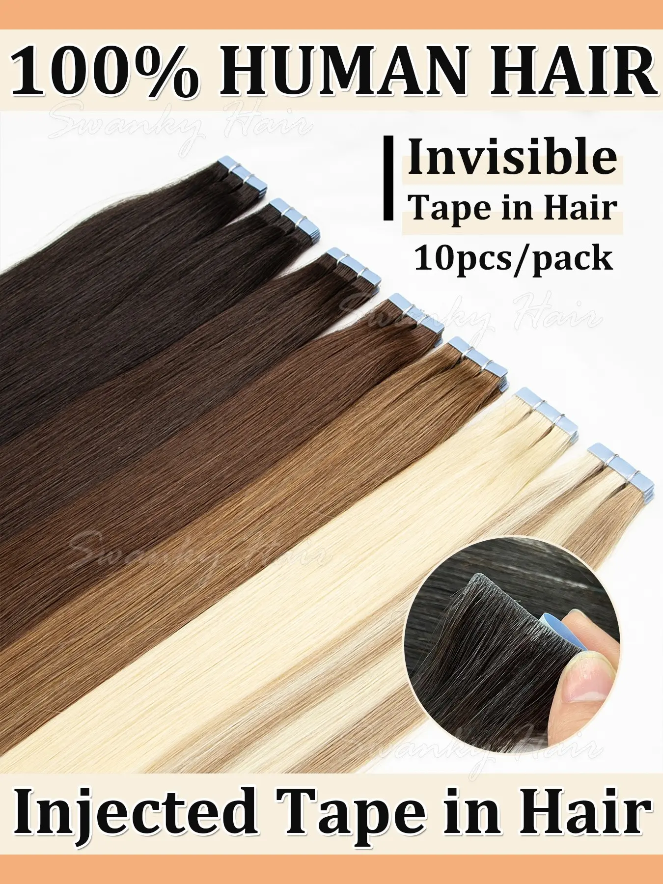 Invisible Injuct PU Skin Weft Tape In Human Hair Extensions Seamless Adhesive Natural Straight Hair 12 inches-20 inches Machine Remy Hair 10pcs/pack