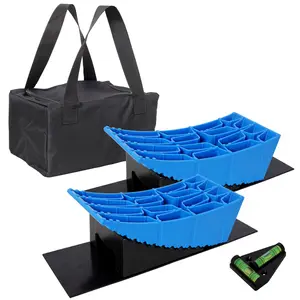 RV Leveling Blocks Kit – 8-Piece Curved Wheel Levelers with Chocks, Rubber Mats & Storage Bag, Camper Stabilizer System for Travel Trailer, Motorhome, Camper