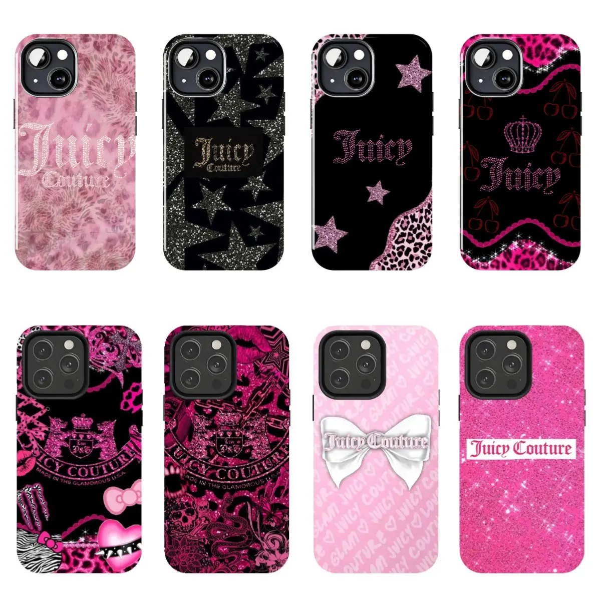 Juicy Couture Pink Bow Cute Y2K Aesthetic phone Cases For iPhone 12,13,14,15,16,17Promax Pro Plus & Samsung Galaxy S22-S26Ultra Plus,It's a great gift for a good friend, suitable for holidays, birthdays, and parties.