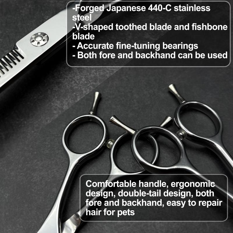 Wingsbro Professional Pet Grooming Scissors, Curved Arc Design, Suitable for Pet Hair Trimming, Thinning, Styling, 1 Piece