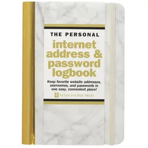 Marble Internet Address & Password Logbook (removable cover band for ) - Hardcover