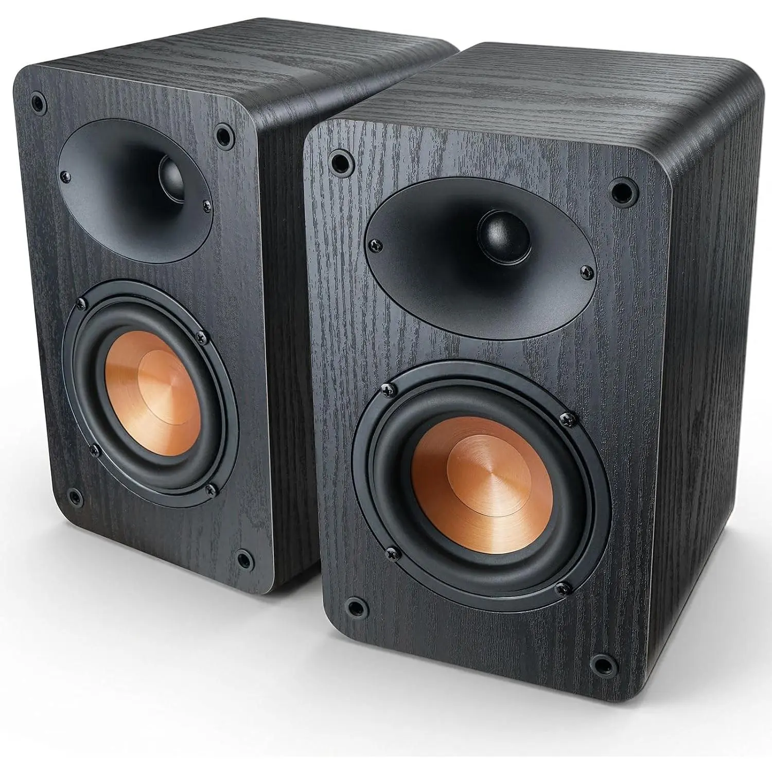 Passive Bookshelf Speakers for Record Player, 80W Peak Power Stereo Speakers with Silk Dome Horn Tweeter, 4Ω and 4" Woofer for Home Theater Surround Sound, Receiver or Amplifier Required