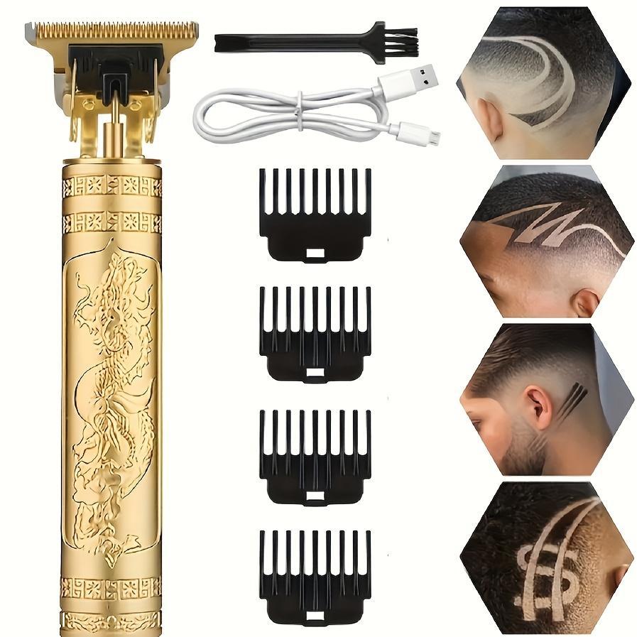 [Perfect Styling Tool] Men's Hair Clipper And Beard Trimmer Professional Set, Practical And Portable With Strong Endurance To Help You Create A Perfect Look For A Long Time!(All Metal Body, Metal Head, Gold, Black, Bronze)