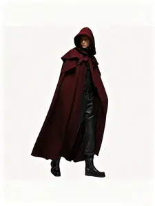 Medieval Retro Loose Hooded Robe with Lace Trim, Wizard Mage Costume, Long Cape for Halloween Carnival Party Dress Up
