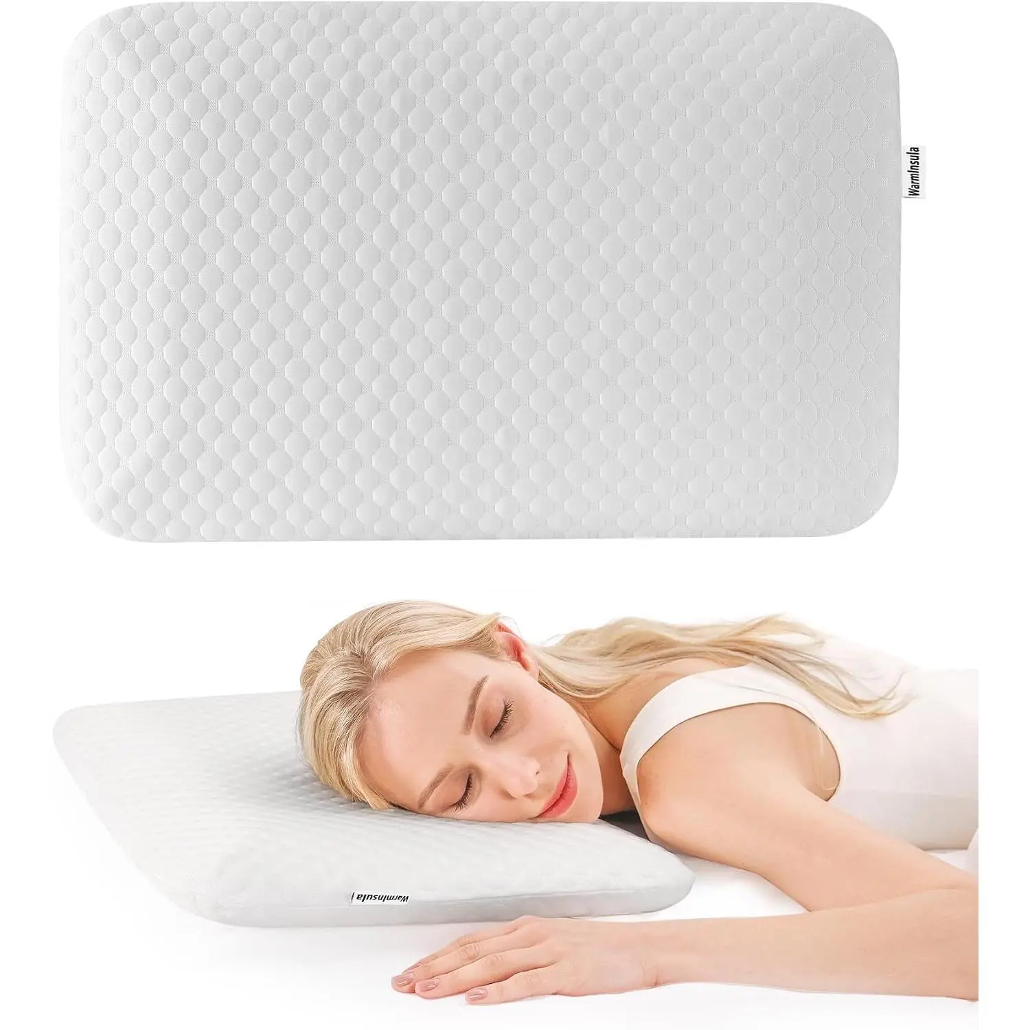 Thin Pillow 2.75" Slim Pillow for Stomach and Back Sleepers Soft Yet Supportive Flat Stomach Sleeper Pillows