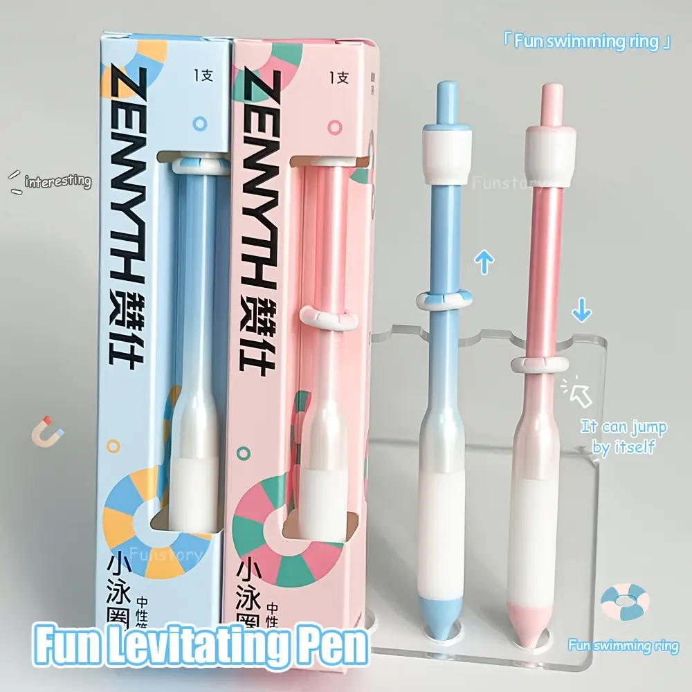 1 fun swimming pool floating magnetic levitation pen 0.5mm cool quick-drying pen, creative and cute gel pen, simple style, suitable for study and office