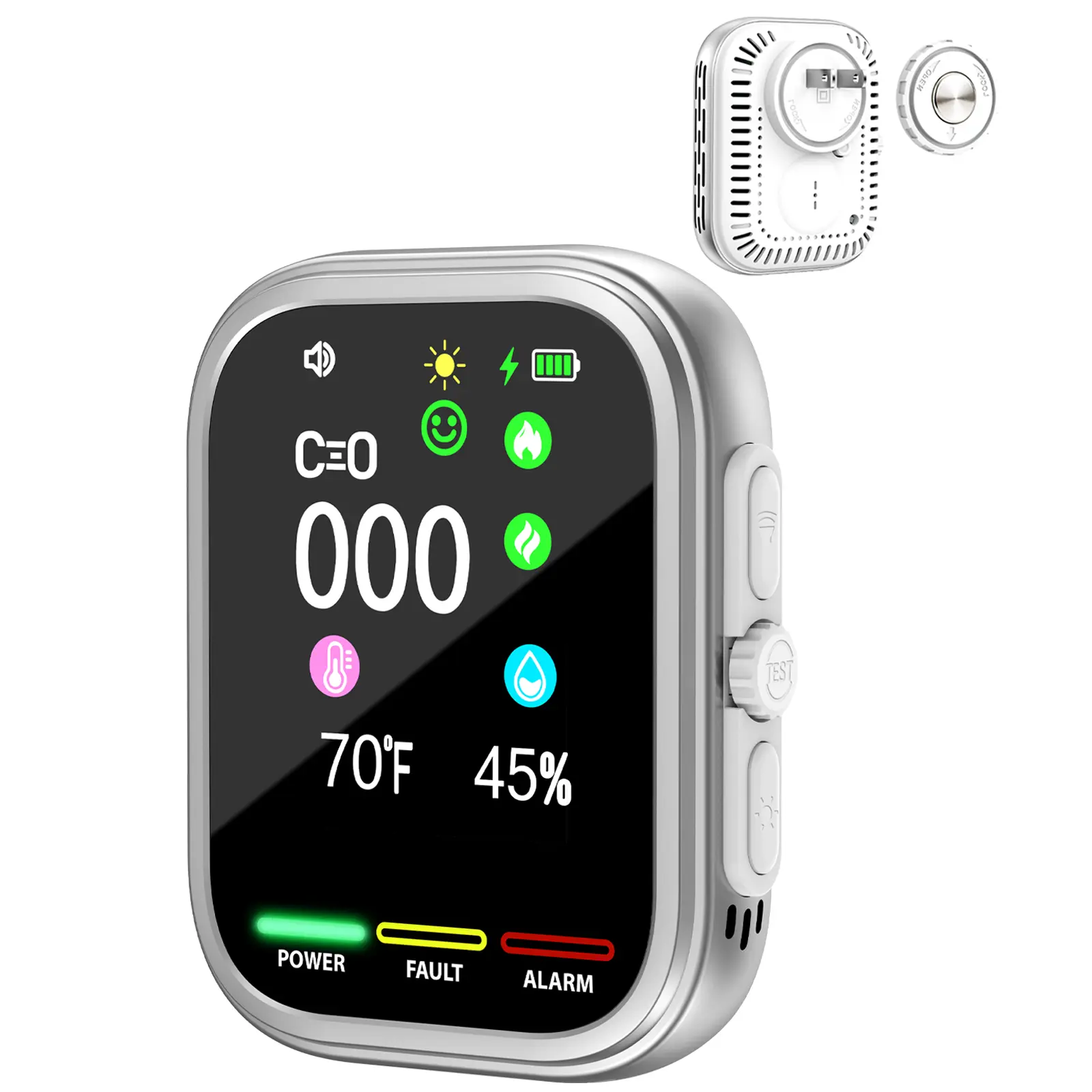 6-in-1 Portable Natural Gas Detector, Temperature & Humidity Monitoring, Ready-to-Use Plug-In Design, Magnetic Mount, High-Definition Color Screen for Home, Kitchen, Garage & RV