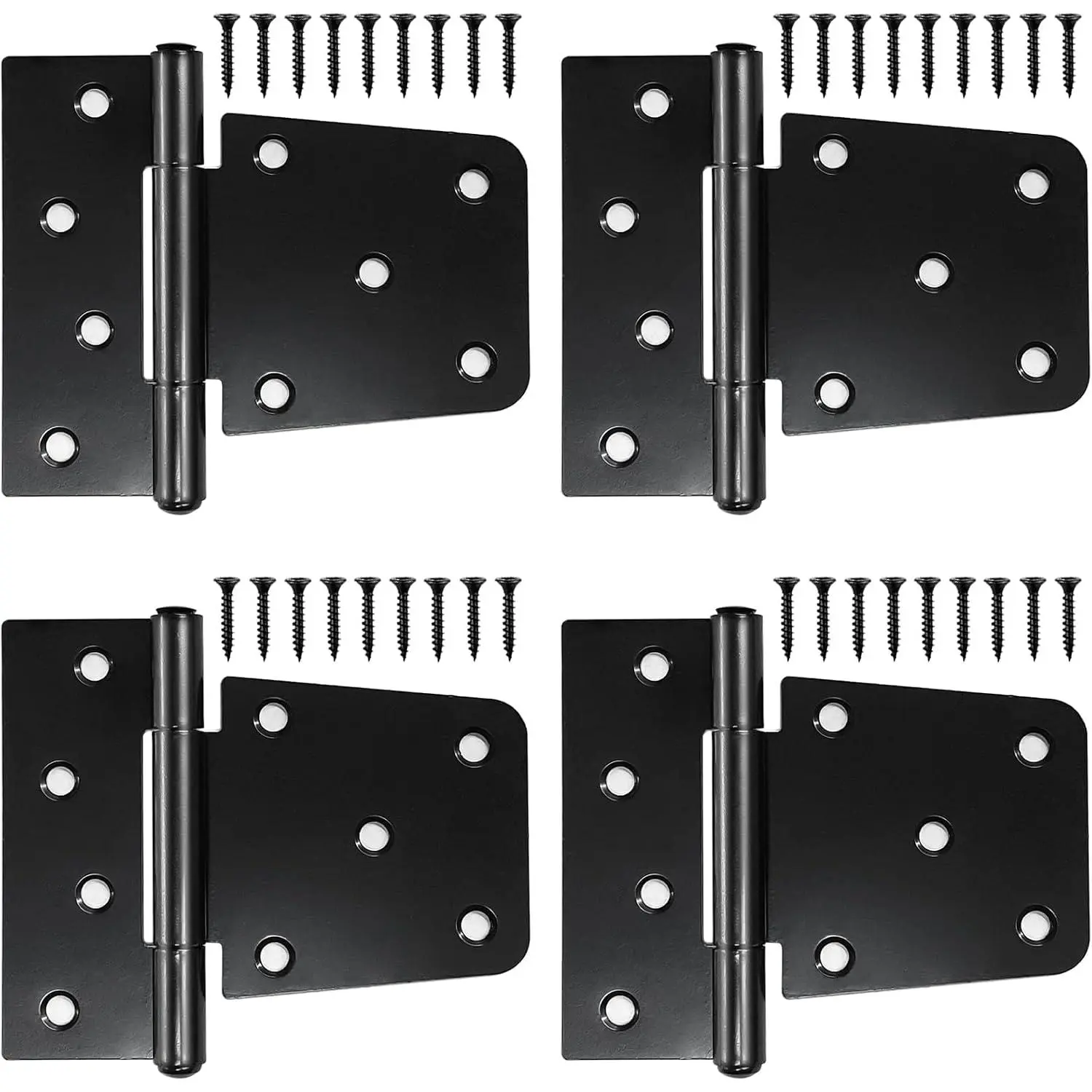 Heavy Duty Gate Hinges - 4 Pack, Black Iron 3.5 Inch Hinges for  Shed, Barn Door, Fence Gate Swing (Screws Included)