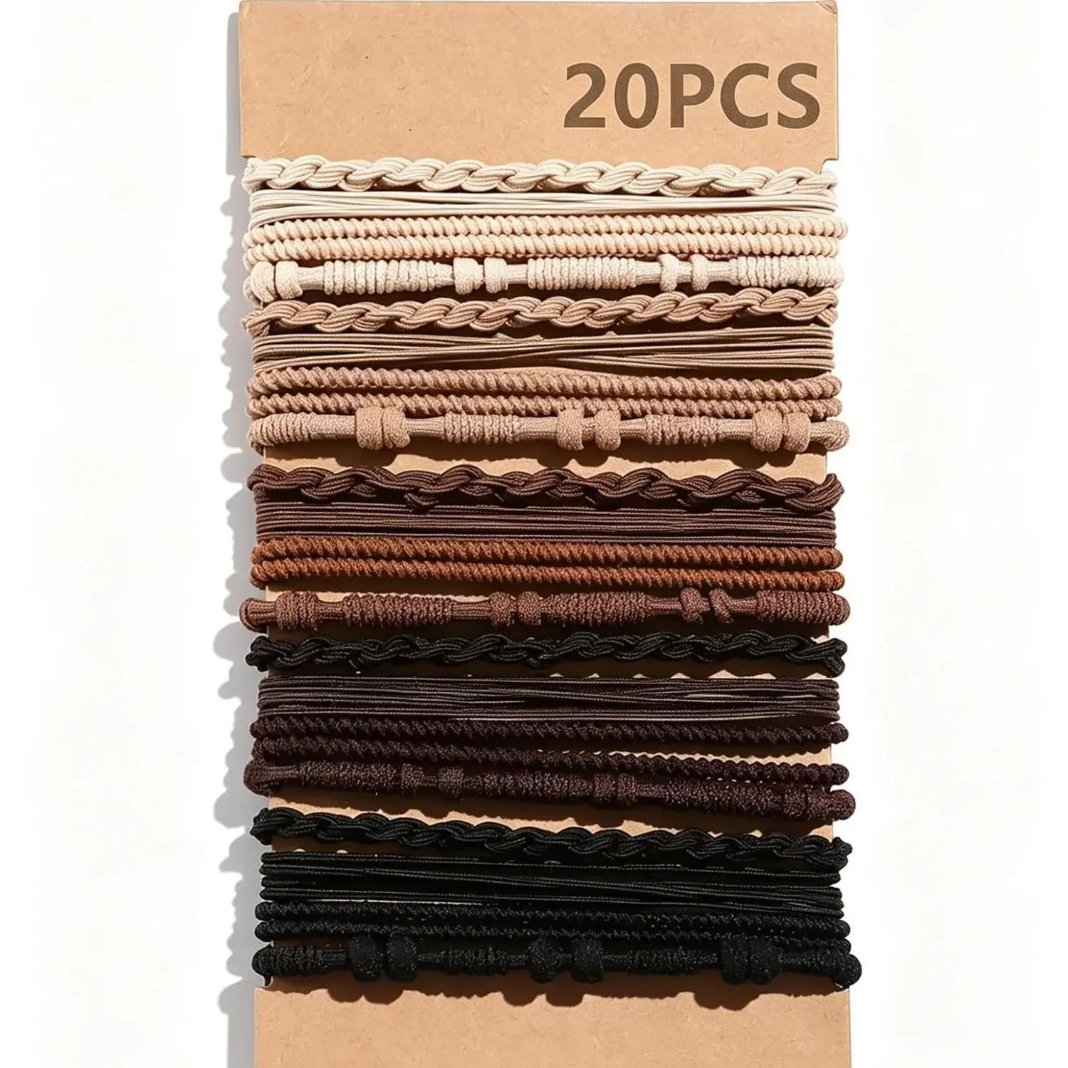 20 Pack Vintage Boho Braided Hair Ties, Dual Purpose Hair Elastics & Wrist Bracelets, Bohemian Styling, Fashion Hair Accessories
