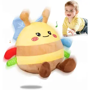 Baby Toys 6-12 18 Months, Musical Crawl Plush Bee Baby Toys 9 Month Old, Tummy Time Bouncing Bee Toys  One Year Old Boy Girl, Singing Recording Repeats What You Say New model