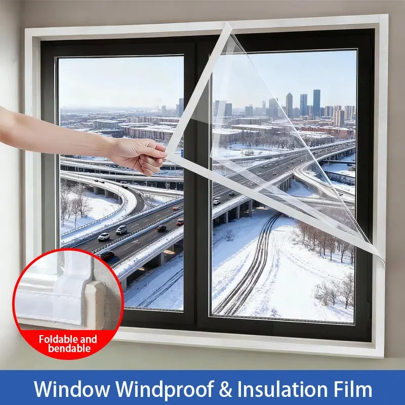 EVA Clear Window Thermal Insulation Film, Self-Adhesive Windproof Waterproof Sealing Cover, Easy Installation