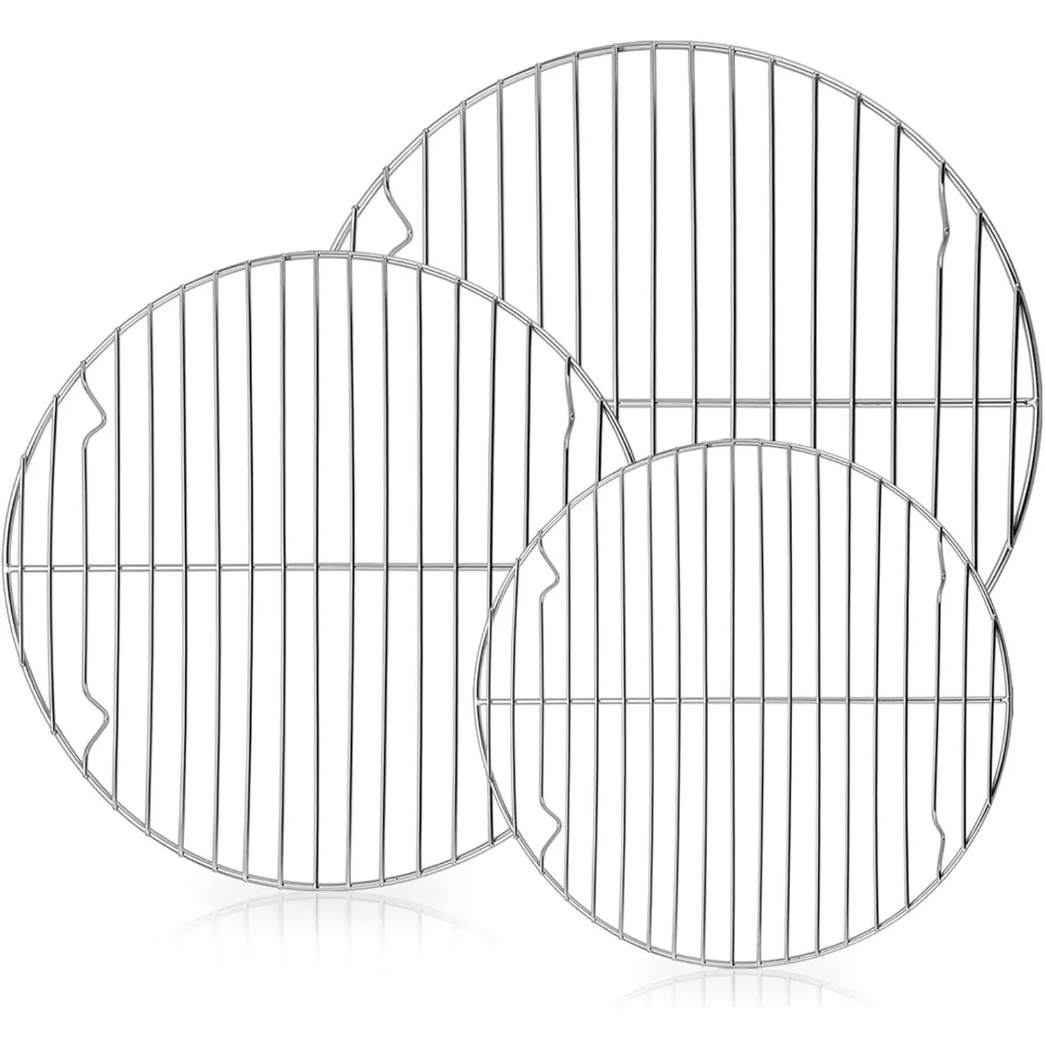 Thick Stainless Steel Round Cooking Racks Set of 3 - 7.5in, 9in, 10.5in Sizes - Multi-Purpose for Canning, Air Fryer - Dishwasher Safe Baking, Steaming, Cooling Racks (Kitchenware Accessory)
