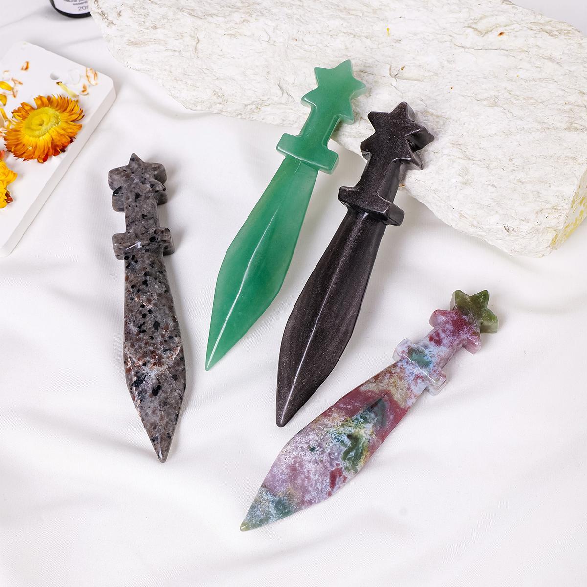 Natural Crystal Dagger, 1 Count Original Stone Model Knife, Polishing Unbladed Knife Model, Crystal Carving, Crafts, Home Decor, Fengshui Ornaments, Crystal Bundles, Chakra Healing Crystals