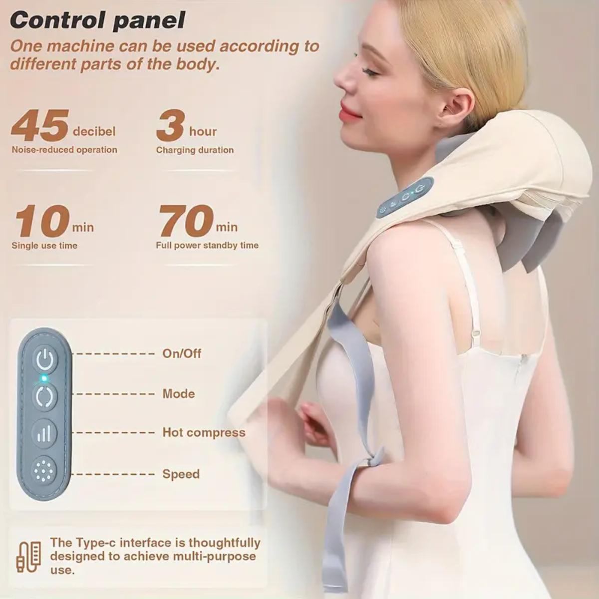 Rechargeable Wireless Neck Shoulder Massager, Neck Shoulder Relaxer ...