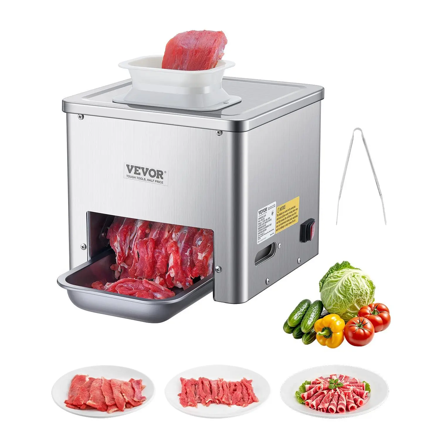 【DealsForYouDays】VEVOR Meat Cutter Machine, 550W Meat Slicer, 350 lb/h Commercial Meat Cutting Machine, Stainless Steel, 3.5 mm Thickness, Electric Food Cutting Slicer for Home Kitchen, Restaurant, Supermarket