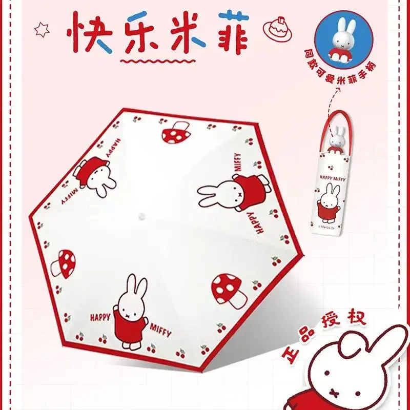 Cute Miffy Rabbit Umbrella Sun Umbrella Suitable for Both Sunny and Rainy Days Foldable and Portable Vinyl Sun Umbrella