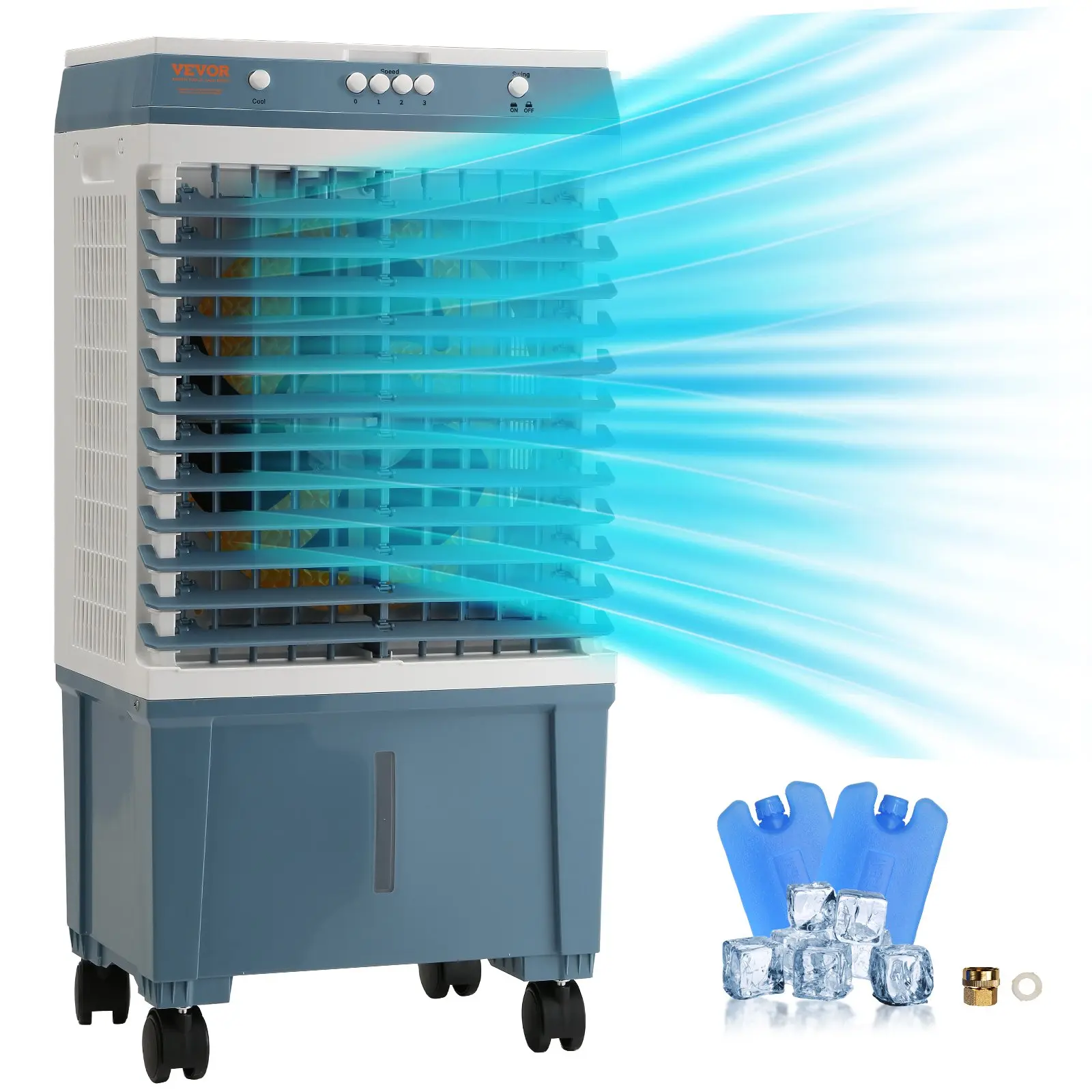 【DealsForYouDays】VEVOR Evaporative Cooler, 1400 CFM Air Cooler, 84 Oscillating Swamp Cooler, 5 Gal Portable Air Cooler for 550 Sq. ft with 3 Speeds Adjustable Control, Indoor Outdoor Use, FCC Listed