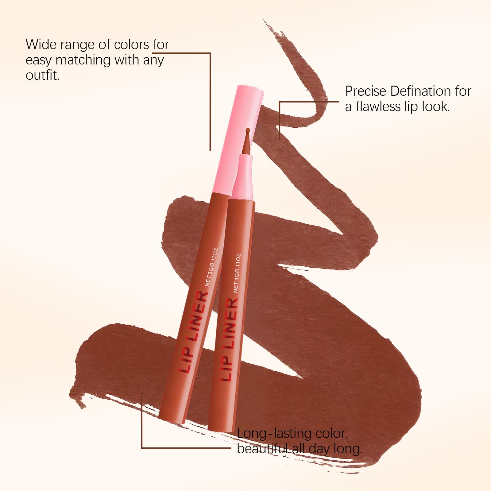 The Reddish-Brown Lip Liner Can Outline The Lip Shape And Show The Lip Color.It Is Waterproof And Not Easy To Fade Or Peel Off.It Can Be Used Daily As A Lip Liner