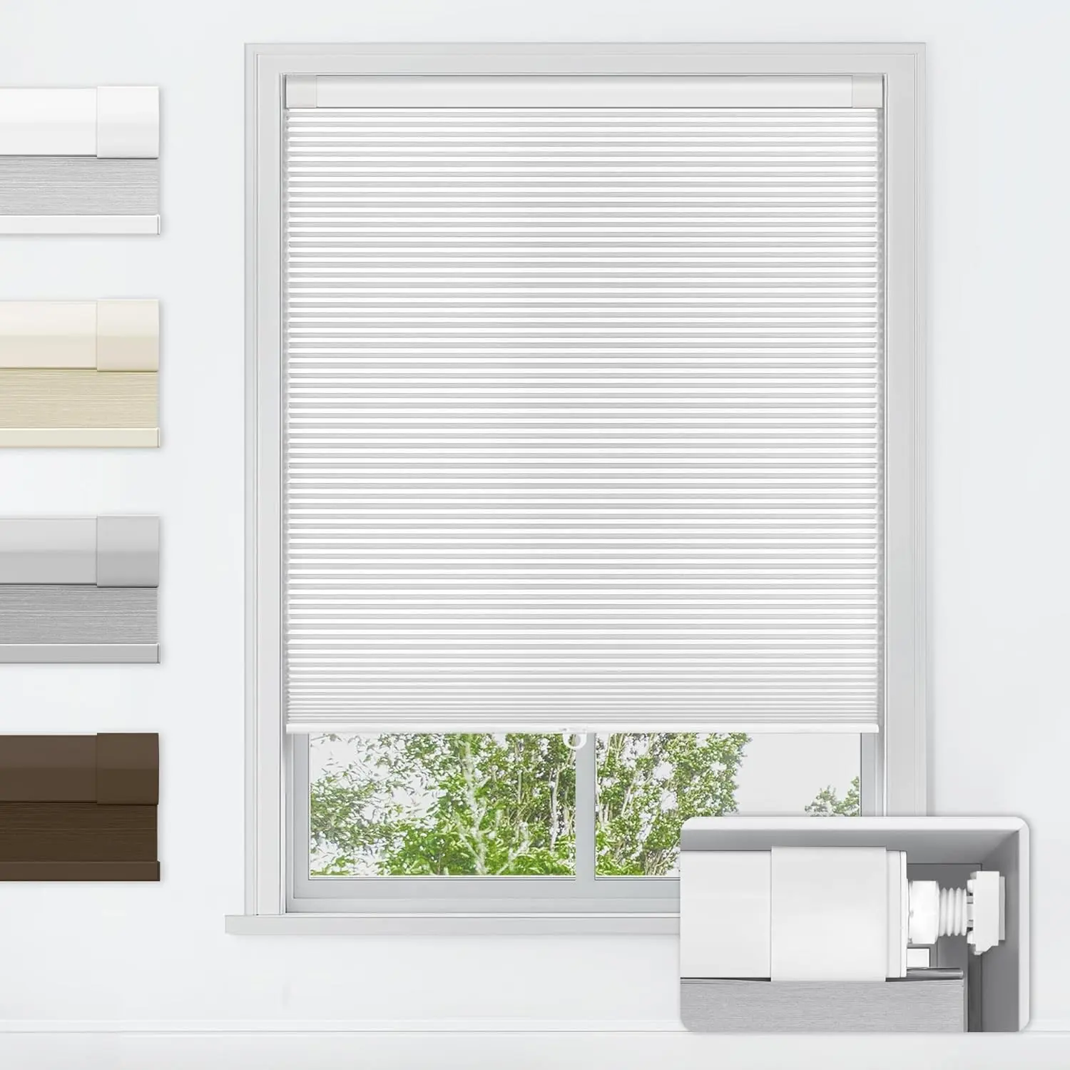 No Tools No Drill Cordless Blackout Cellular Honeycomb Shades, Thermal Insulation Window Blinds for Home, 22" W x 36" H, White