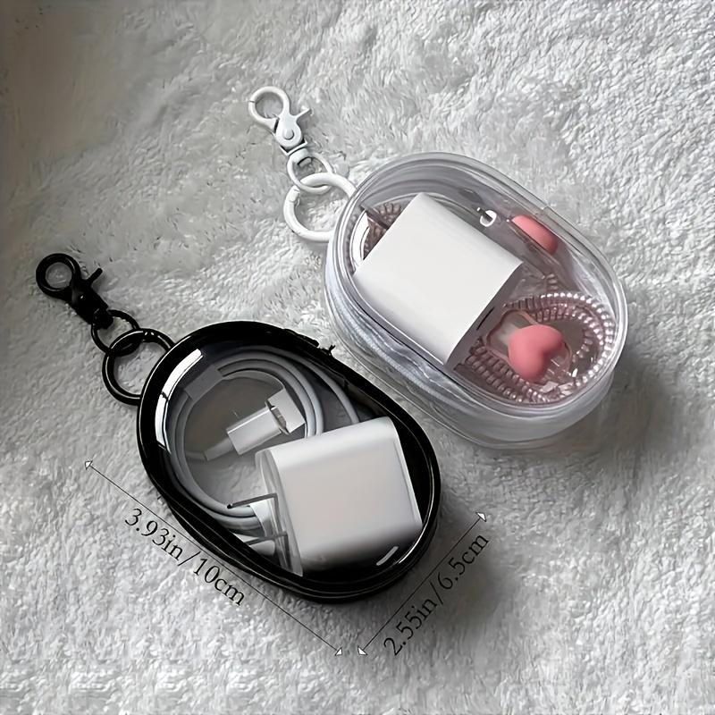 Keychain data cable sorting box-transparent portable storage box is suitable for small items of earphone data cable-daily use in travel.