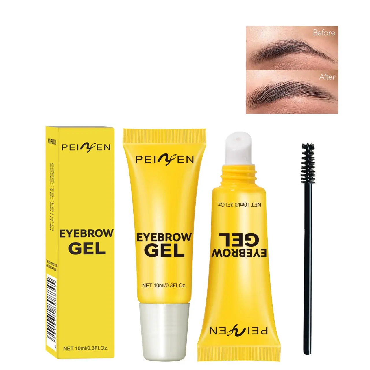 Strong Hold Eyebrow Gel with Brush, Waterproof Quick-Dry Long-Lasting Transparent Brow Sculpting Gel for All Skin Types, Powerful Styling Gel for Wild Brows, Natural Look Precisely Sculpted Brows, Lightweight Eyebrow Gel Makeup Essential, Brow Gel Clear