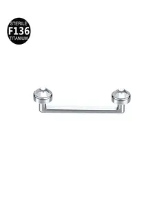 14g Titanium Surface Piercing Barbell, Dual Crystal Inner Thread, Right Angle Czech Drill, Bone Insert, Skin Implant, 10/12/14/16mm