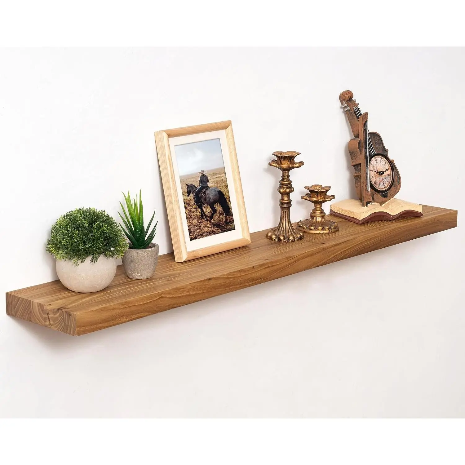 40 inch Floating Shelves for Wall Solid Elm Wood Wall Mounted Shelves|Rustic Long Floating Shelves with Invisible Bracket for Bathroom Living Room Kitchen|Natural, 1 Pack