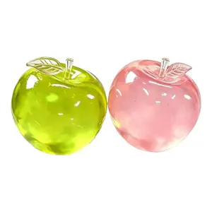 2pc Crystal Apple Figurine, Soft and Smooth, Ultra-Thin Skin, Stress Relief Toy, Sensory Play, Desk Decor, Office Gift, Desk Ornaments, Non-Edible