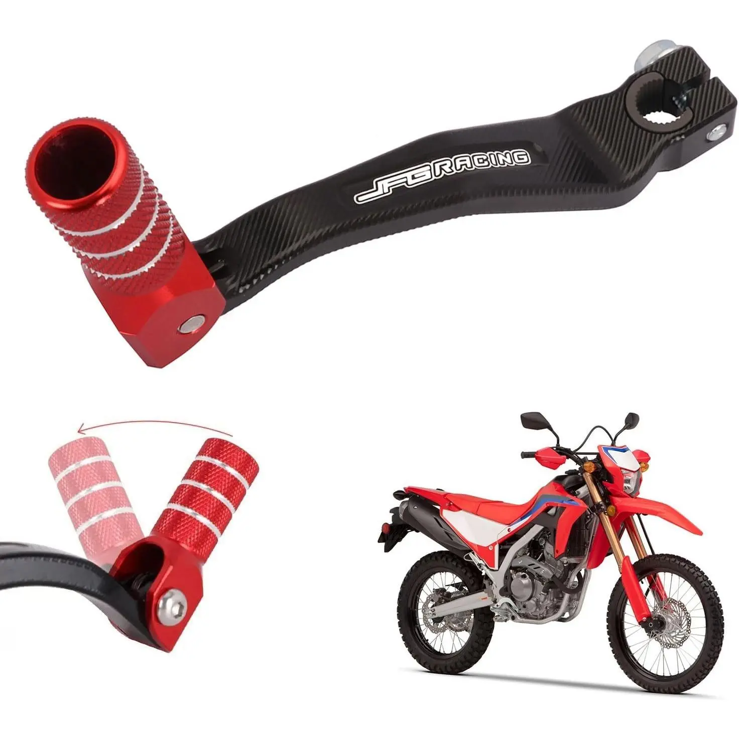 Motorcycle Gear Shifter Shift Lever Folding Tip CNC for CRF250L 13-20 CRF150R 07-09 12-24 CRF250L Rally 17-20 CRF300L 21-23 CRF300L Rally 21-23 CRF300LS 2023 Dirt Pit Bike Red