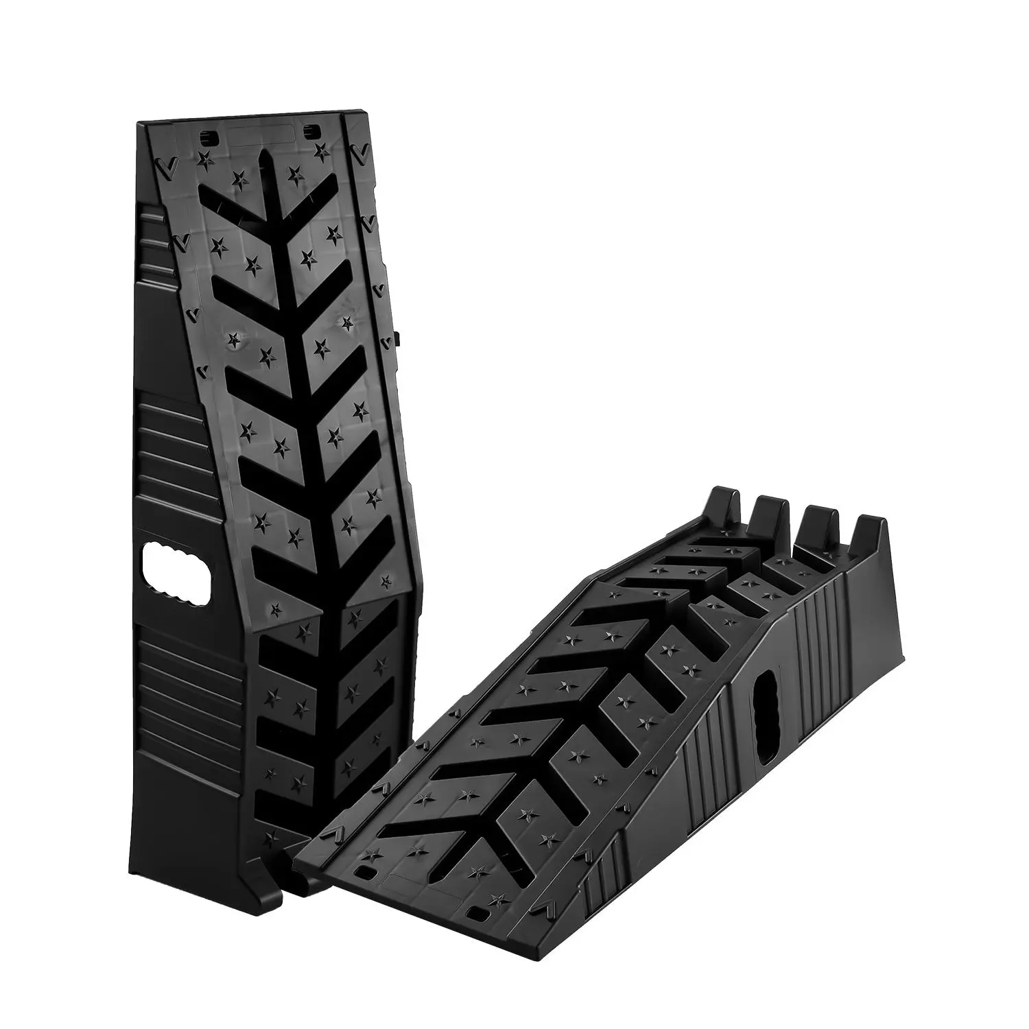 GAOMON Low Profile Plastic Car Ramps, 2 Pack - 16000lbs Capacity - 8.6" Lift Height - Anti-Slip, Stackable, with Handles for Oil Change & Maintenance - Black