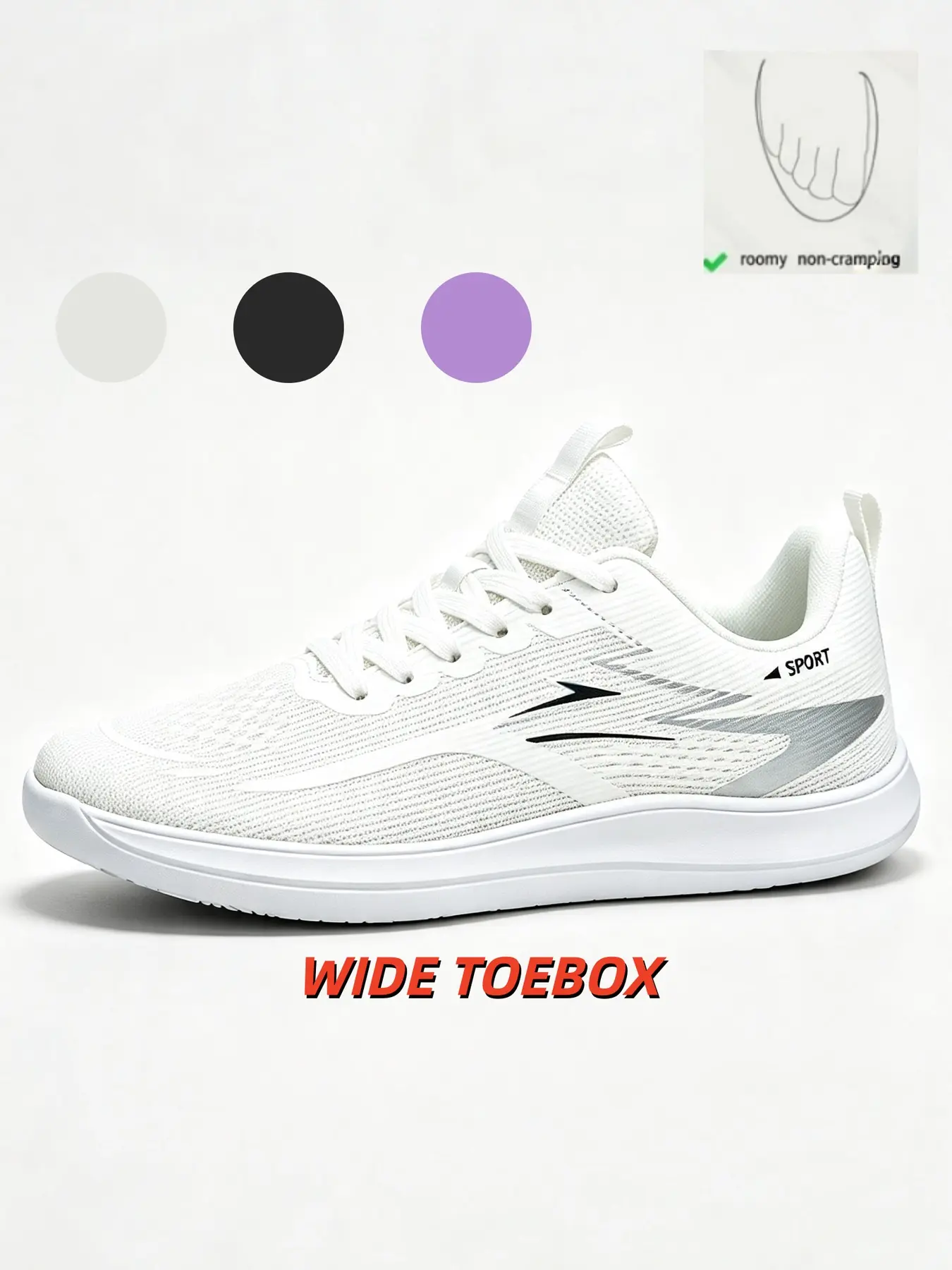 Unisex Lightning Printed Wide Feet Athletic Skate Shoes, Spacious Wide Toe Box To Avoid Toe Crowding, Breathable Flyknit Upper, Thick Cushioned Flat Sole, Comfortable For Daily Outings