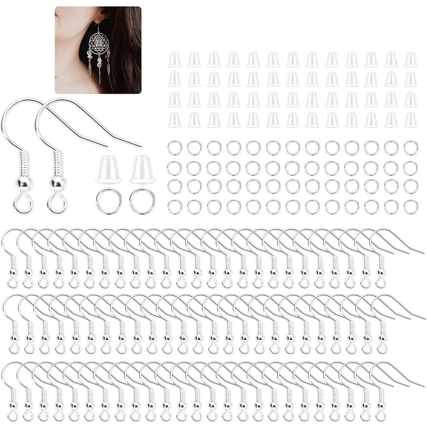 600 count  Earring Hooks,  Earring Making Kit, Supplies with Earring Backs and Jump Rings for  Making ()
