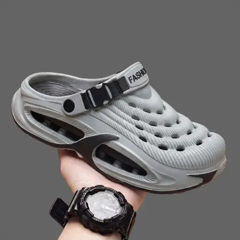 Men's Fashion Outdoor Breathable Slip-On Shoes, Slipper Shoes, Cool Slippers, Thick Bottom Slippers, Thick-Sole Lightweight Comfort Clogs, EVA Clogs, Casual Summer Footwear, Stylish Hollow Out Design